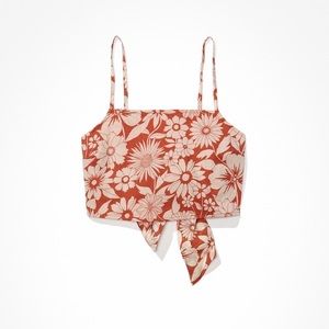 American Eagle Floral Halter Bubble Tank Top